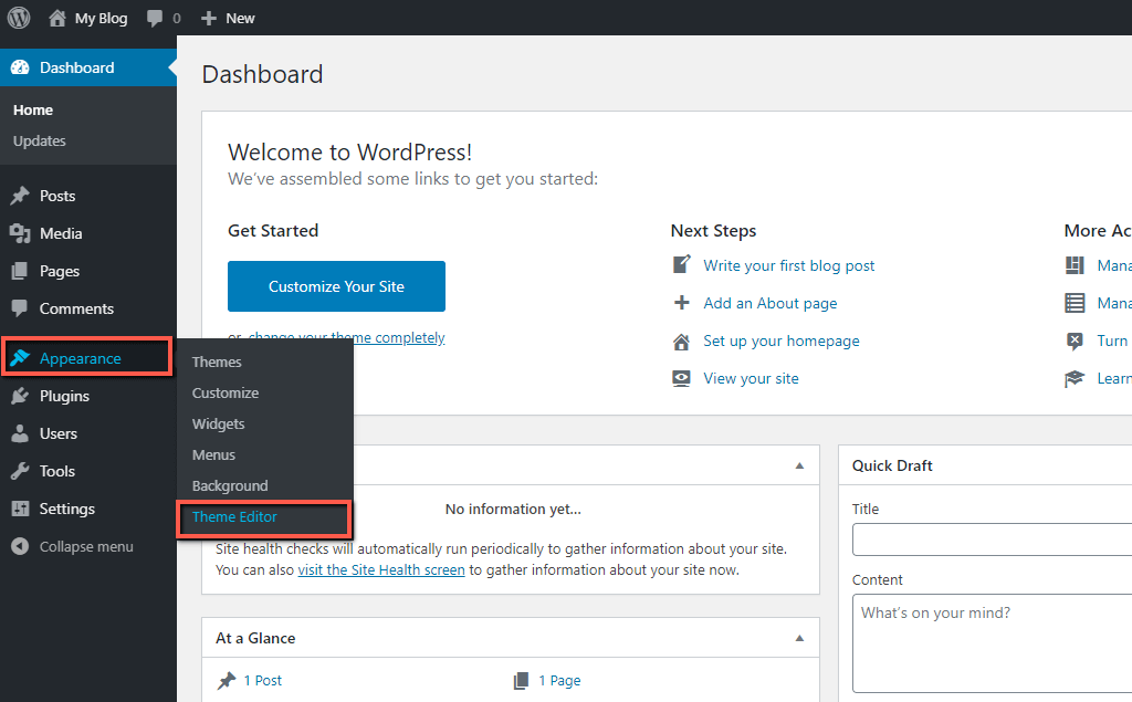 Access WordPress Theme Editor