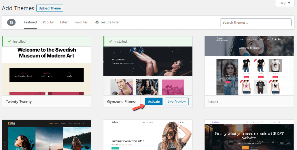 Activate Theme from WordPress Directory