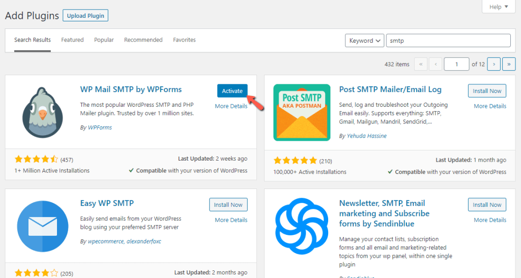 Activate WP Mail SMTP by WPForms plugin