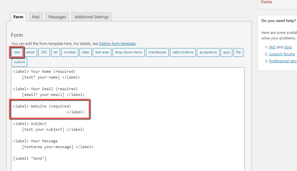Add New Contact Form Field