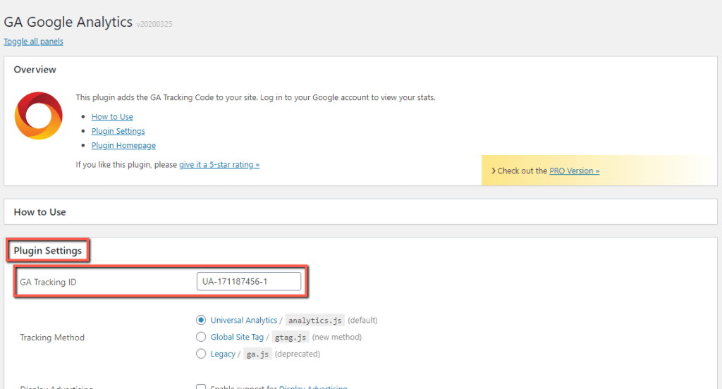 Add Google Analytics Tracking ID