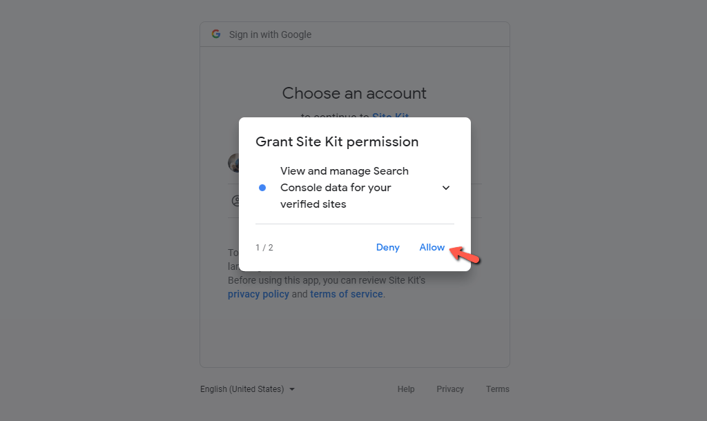 Allow Site Kit to manage data