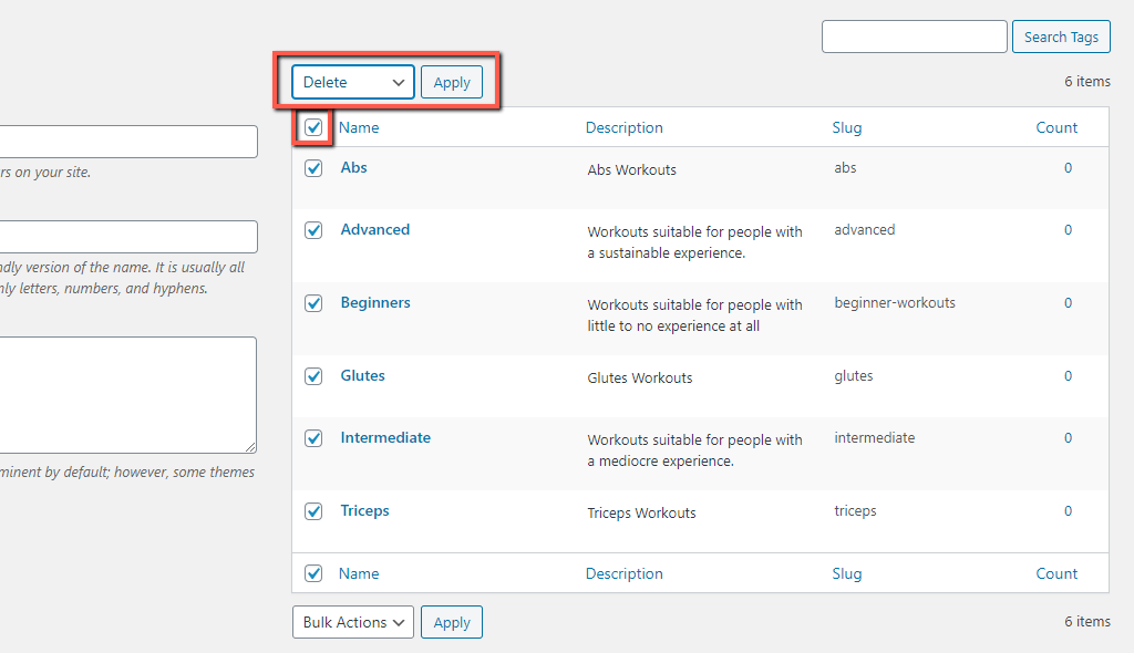 Bulk Delete WordPress Tags