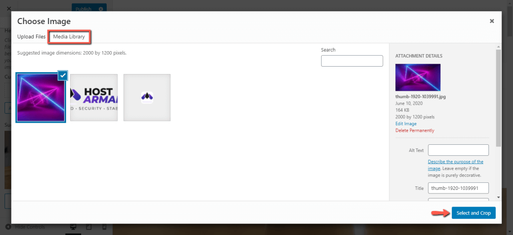 Choose WordPress Header Image from Gallery