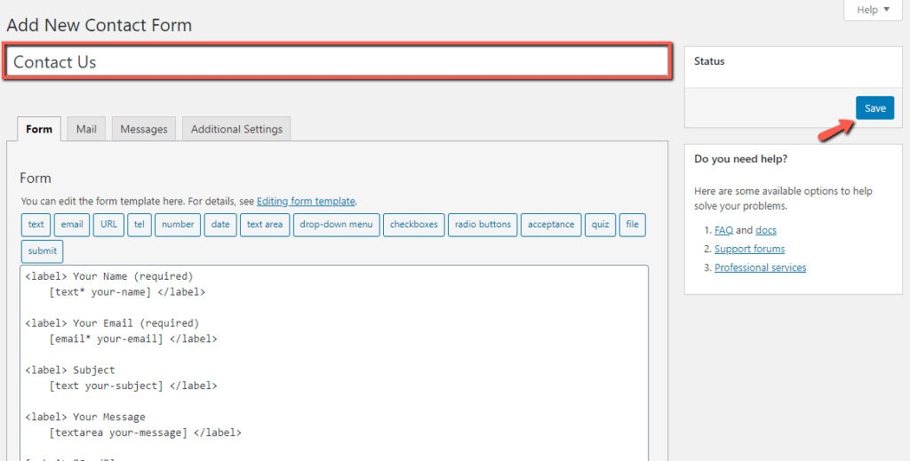 Create New Contact Form