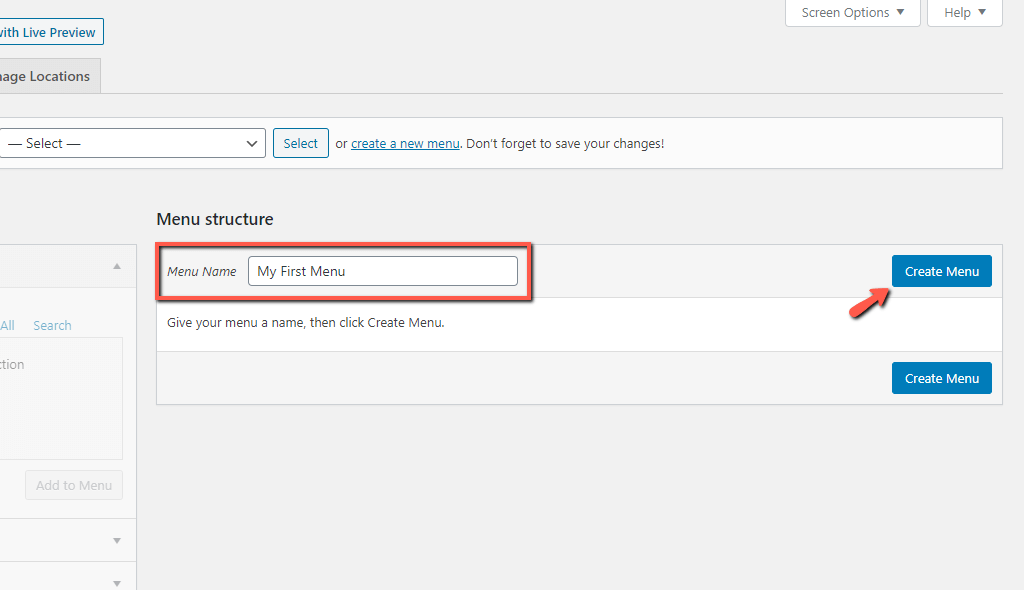 Define WordPress Menu Name