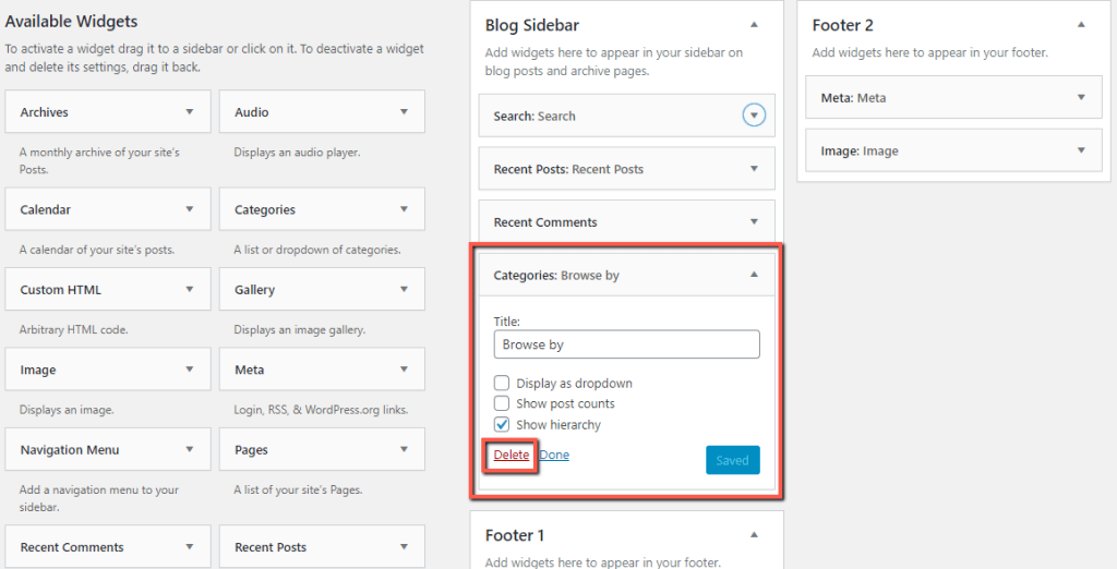 Delete WordPress Widget