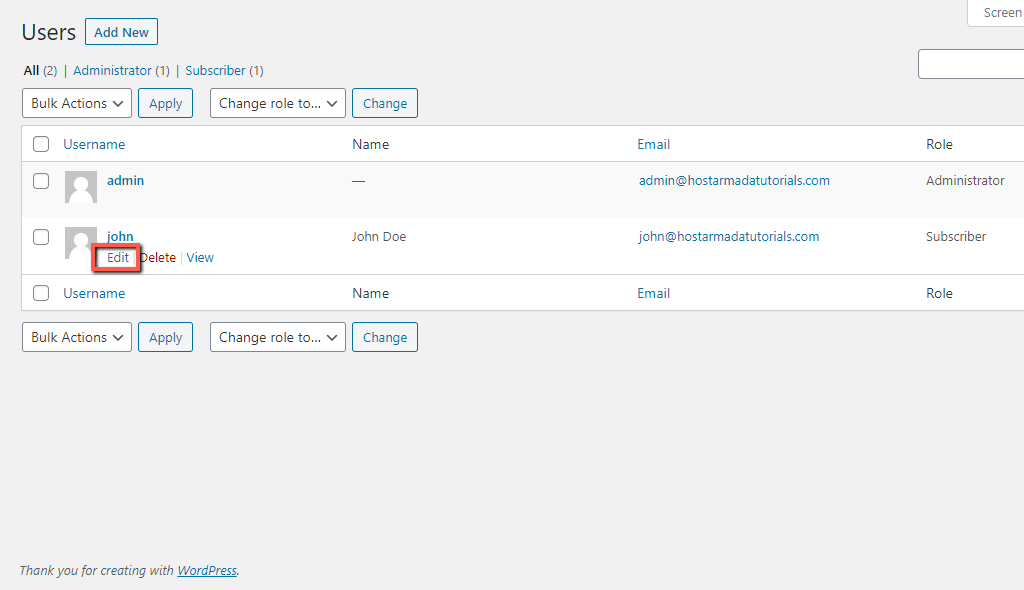 Edit WordPress User Details