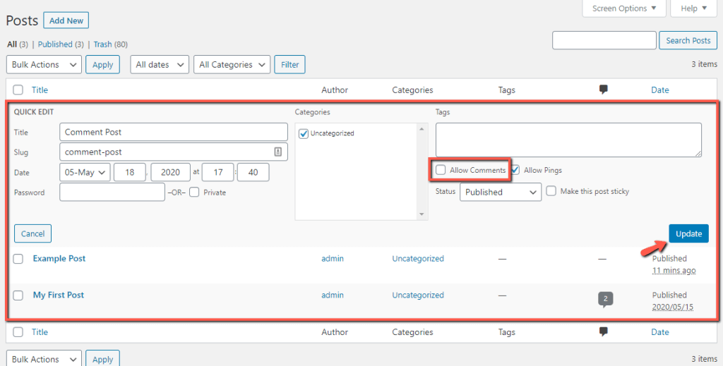 Enable/Disable Comments