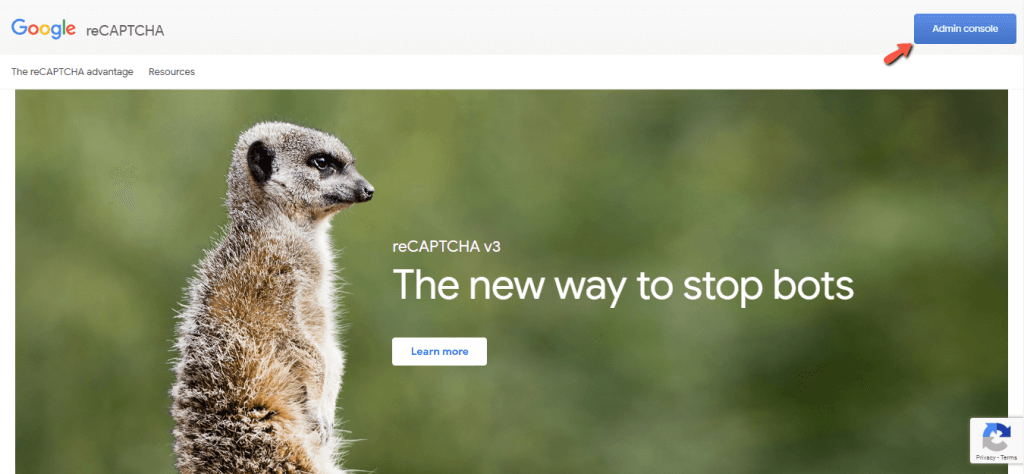 Google reCAPTCHA Admin Console