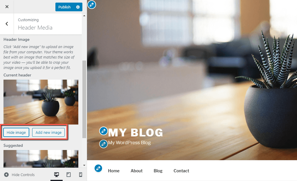 Hider or Add WordPress Header Image