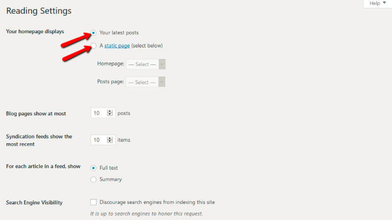 Homepage display configuration