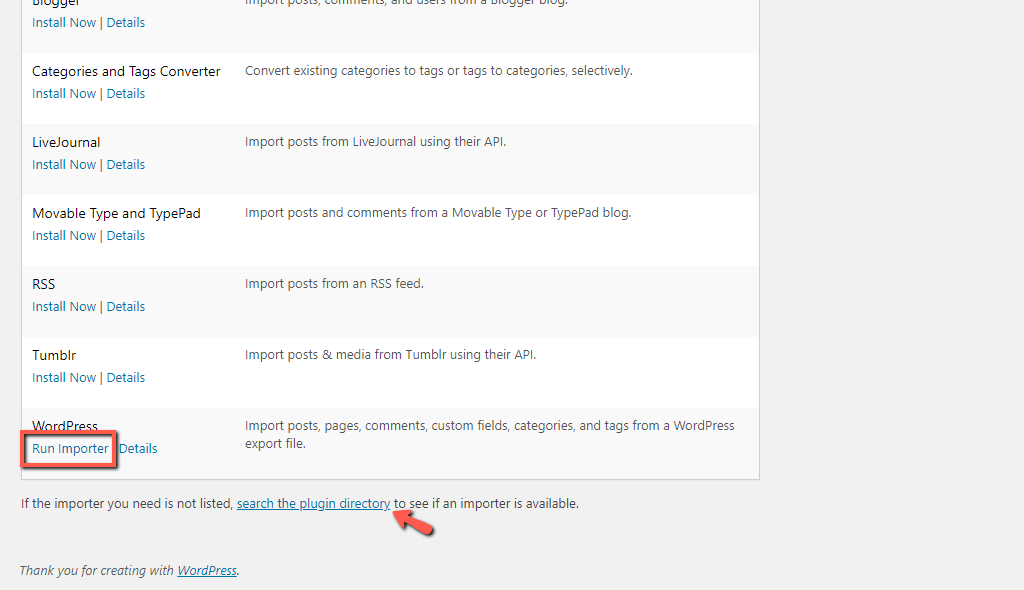 Install Additional WordPress Importers
