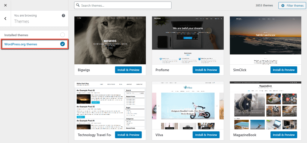 Install New WordPress Theme