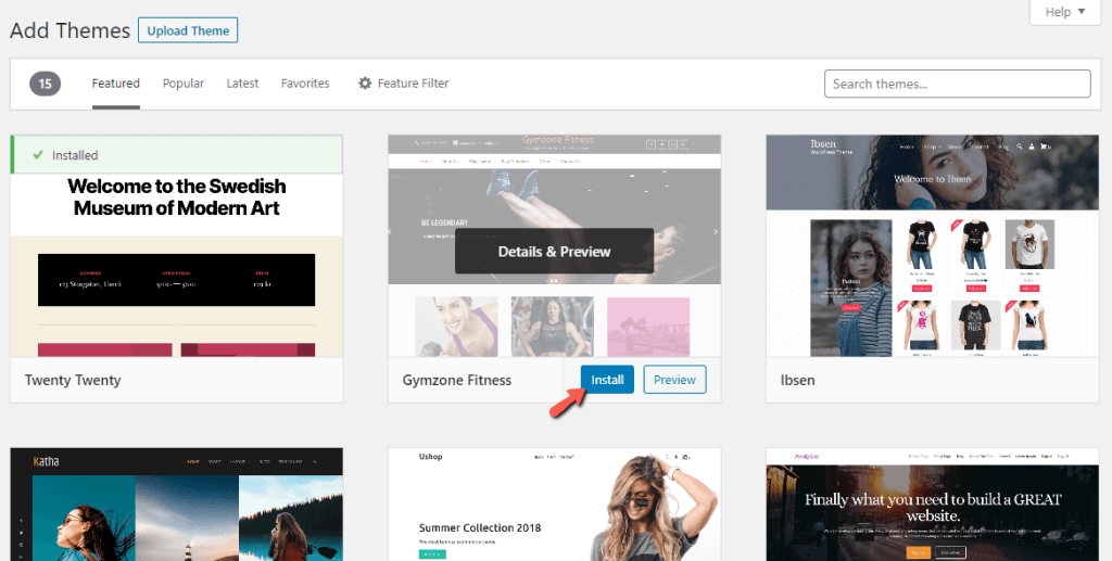 Install Theme from WordPress Directory
