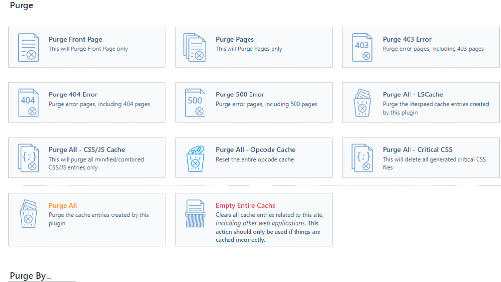 WordPress LiteSpeed Cache Purge Options
