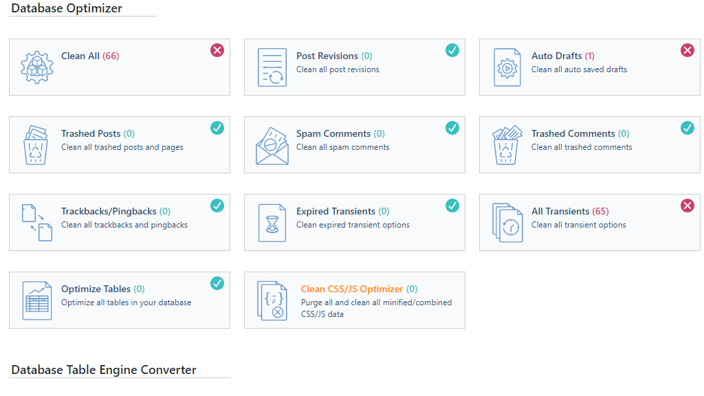 WordPress LiteSpeed Cache Database Optimization Options