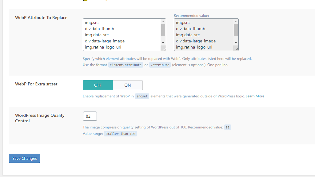 WordPress LiteSpeed Cache Image Optimization Settings