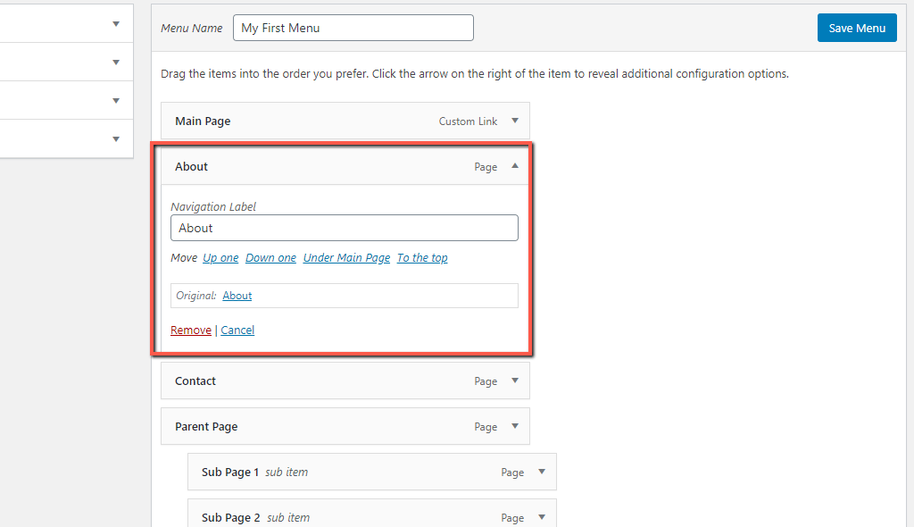 Modify WordPress Menu Item