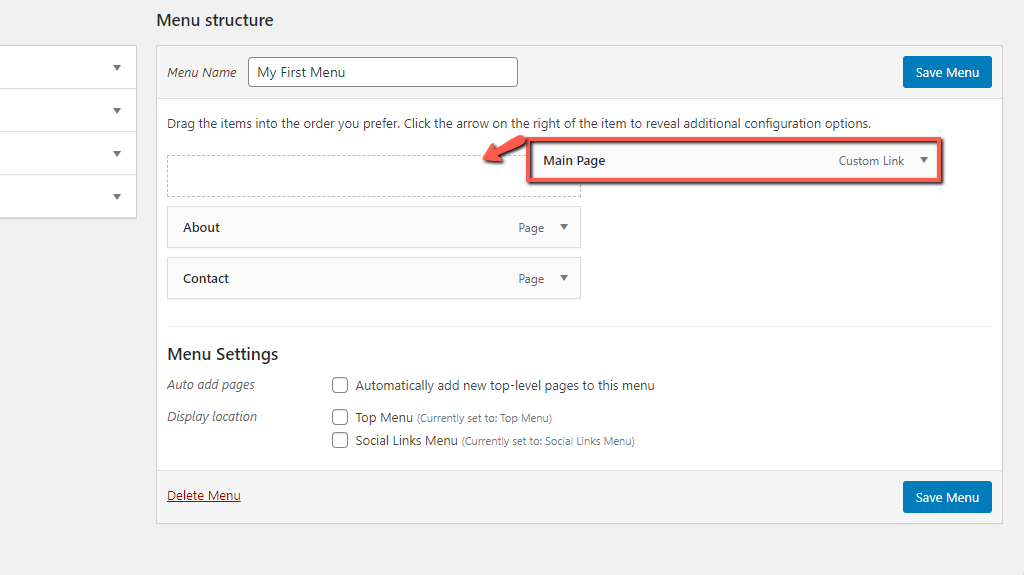 Organize WordPress Menu Items