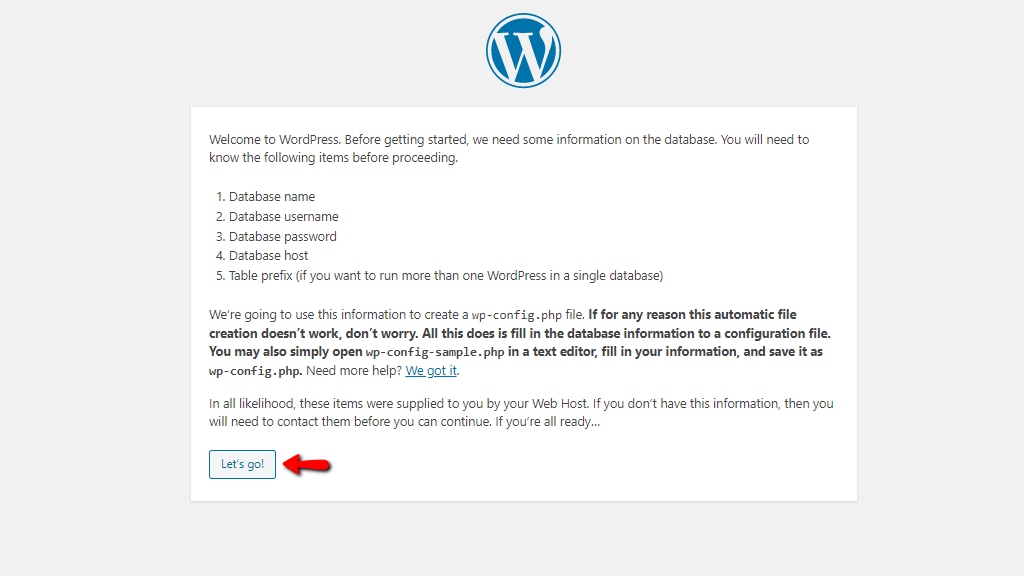Required information screen