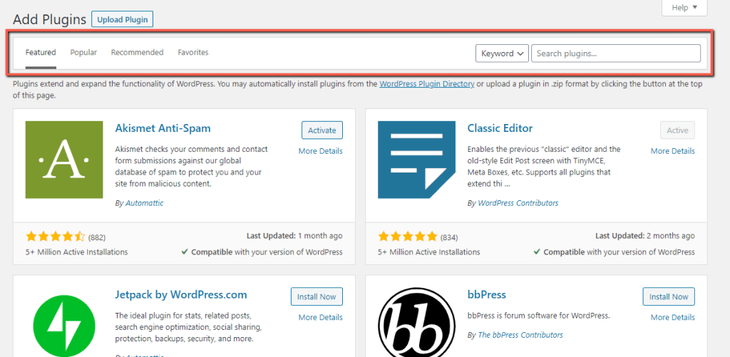 Search for WordPress Plugins