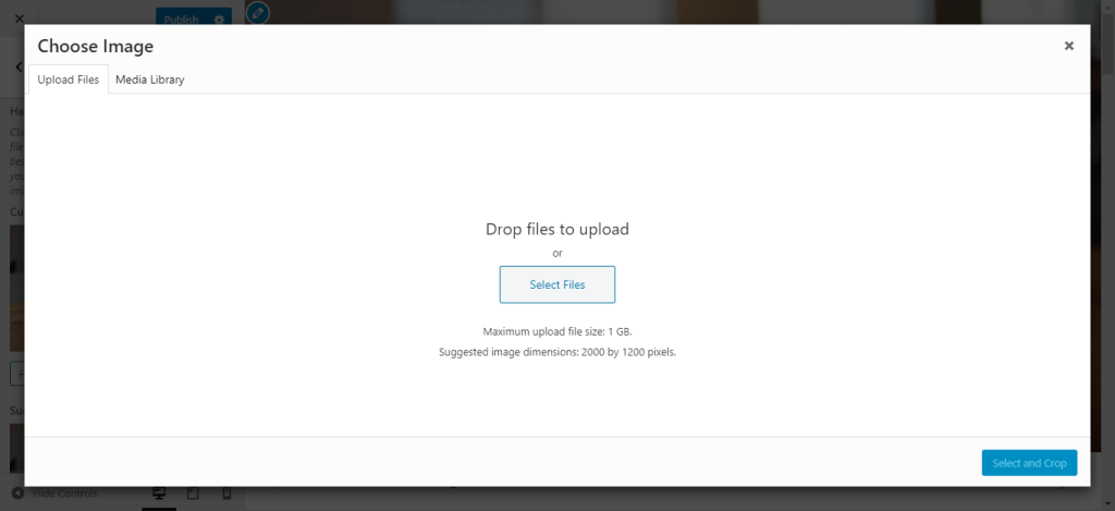 Select WordPress Header Image to Upload
