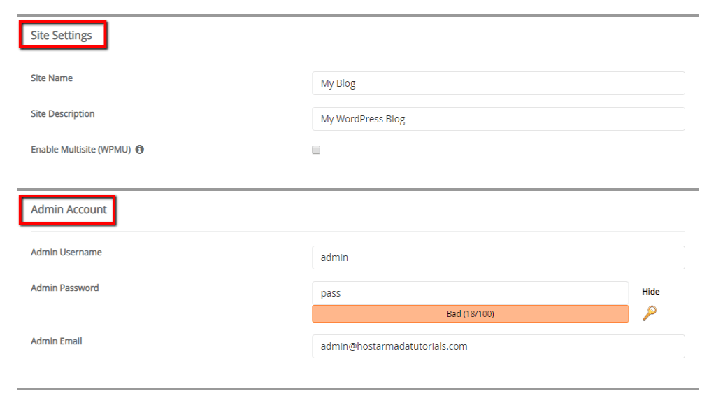 Site and Admin section