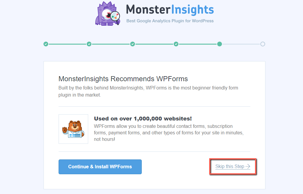 Skip WPForms Installation