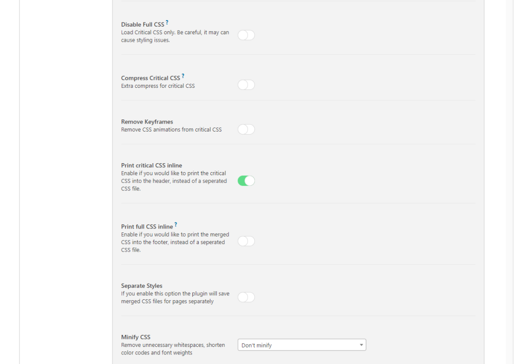 WordPress Swift Performance Plugin Compress CSS