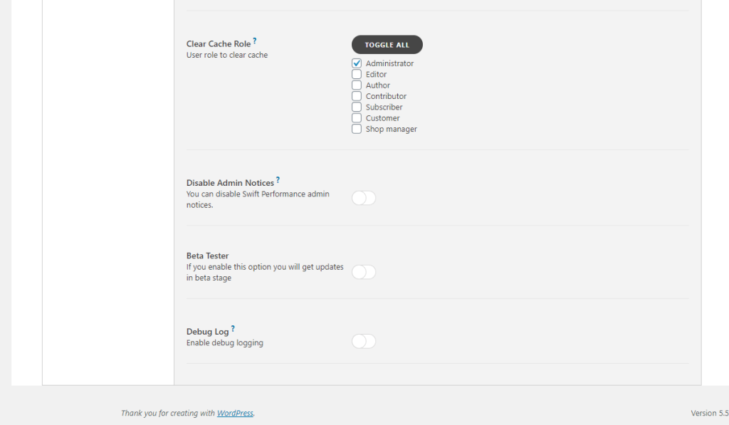 WordPress Swift Performance Plugin Debug Log