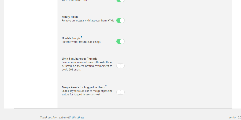 WordPress Swift Performance Plugin Disable Emojis