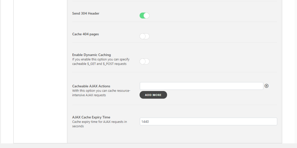 WordPress Swift Performance Enable Dynamic Caching