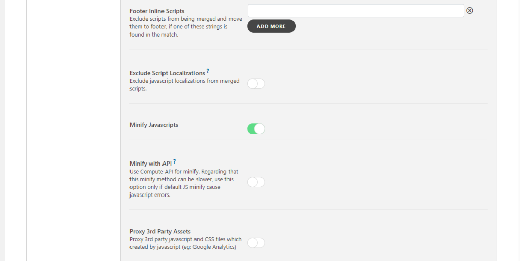 WordPress Swift Performance Plugin Minify JavaScript