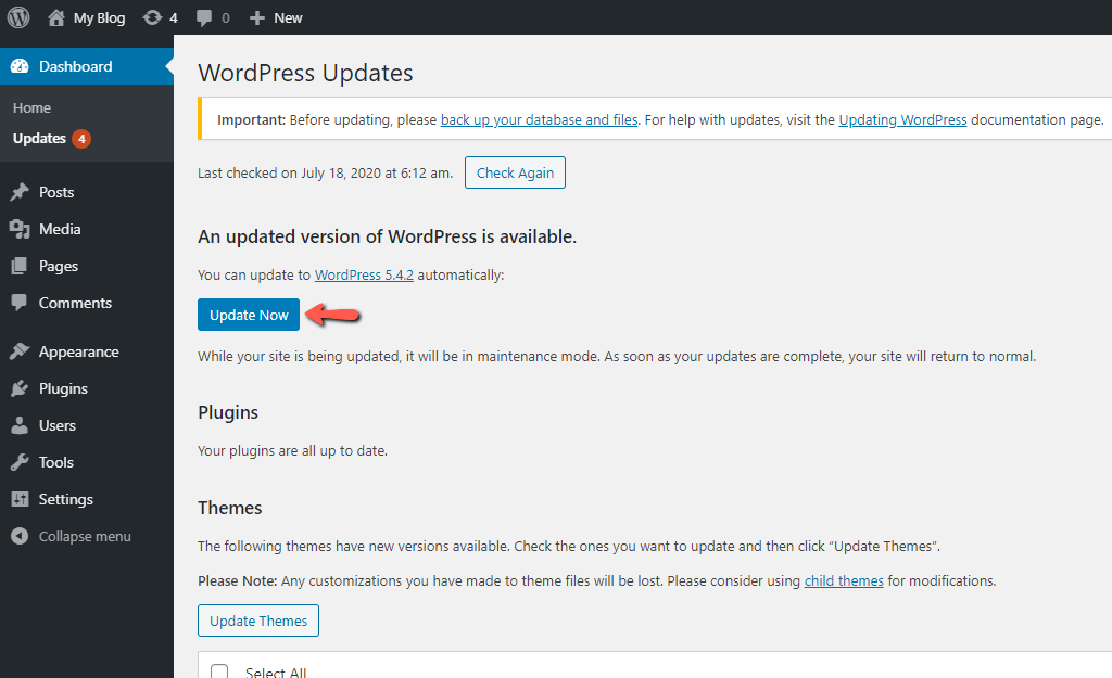 Update WordPress Now