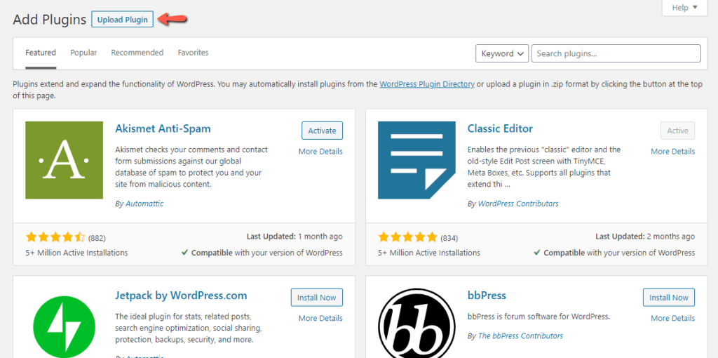 Upload WordPress Plugin
