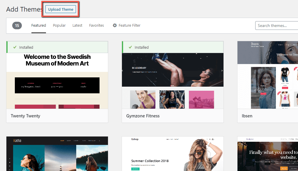 Upload WordPress Theme