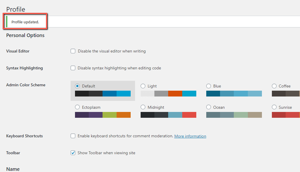 WordPress User Profile Updated
