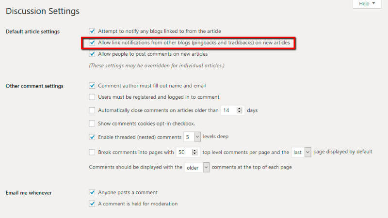 Wordpress Article Settings