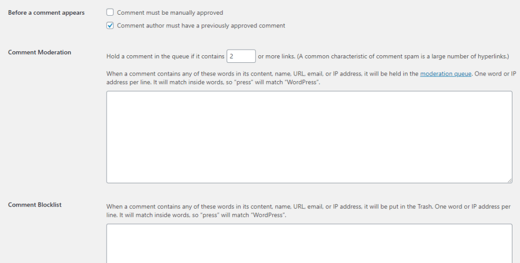 Comment Posting Settings