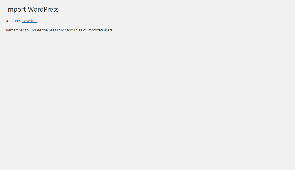 WordPress Content Successfully Imported