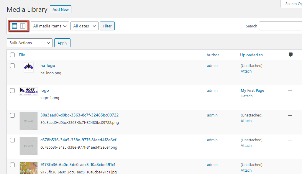Switch Media Library view