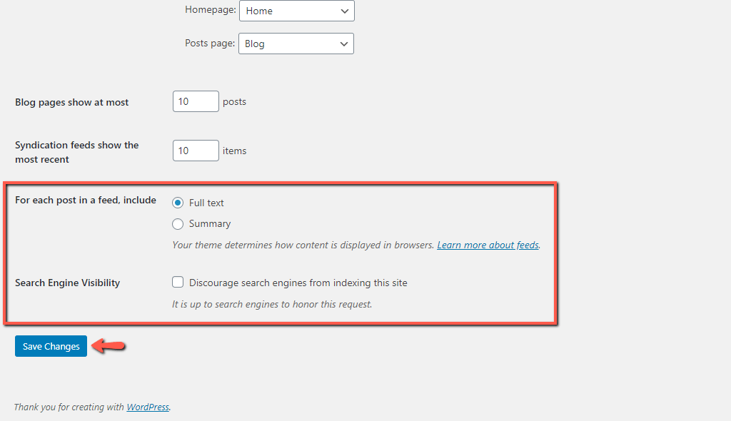 WordPress Search Engine Indexation