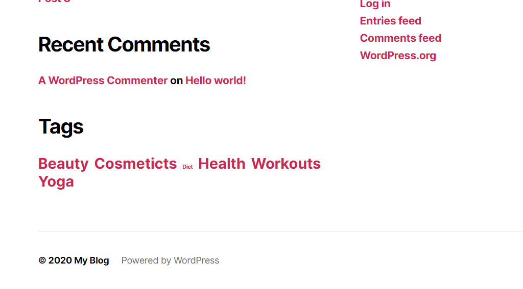WordPress Tag Cloud Widget on the Frontend