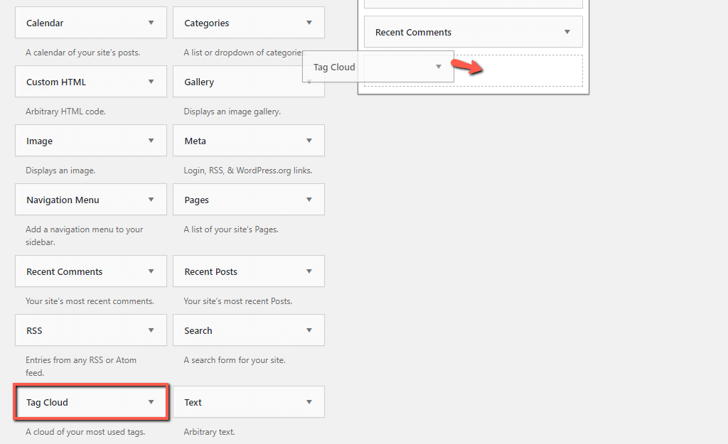 Add WordPress Tag Cloud Widget