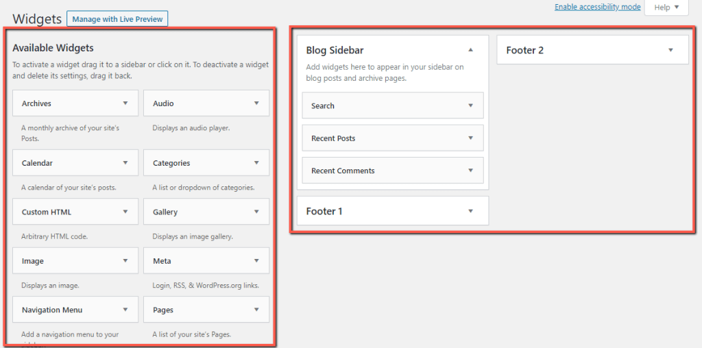 WordPress Widgets Section Overview